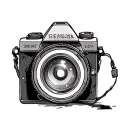 Camera with a rick and morty portal on the lens tattoo design idea