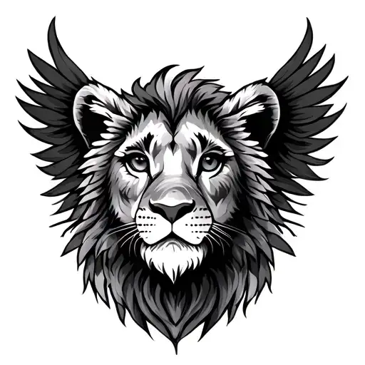 phoenix lion cub tattoo design idea