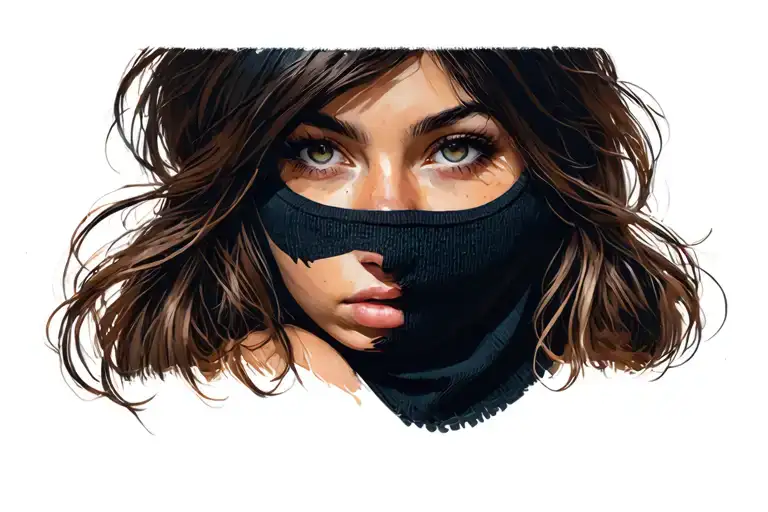 girl in a balaclava tattoo design idea