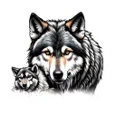 Wolf With 2 Cubs tattoo design idea