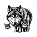 Wolf With 2 Cubs tattoo design idea