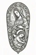 Mary holding jesus walking tattoo design idea