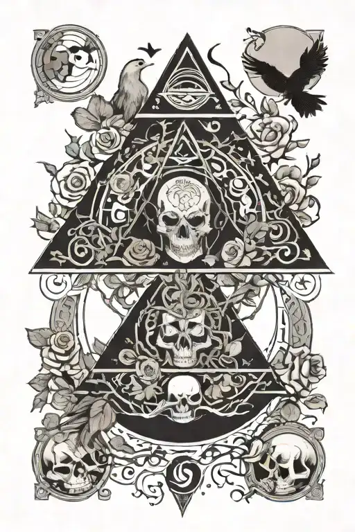 tree,roses,pyramid,waterfall,moon,yinyang,crow,snakes,wales,skull,wheelchair,eyeball,dragon tattoo design idea
