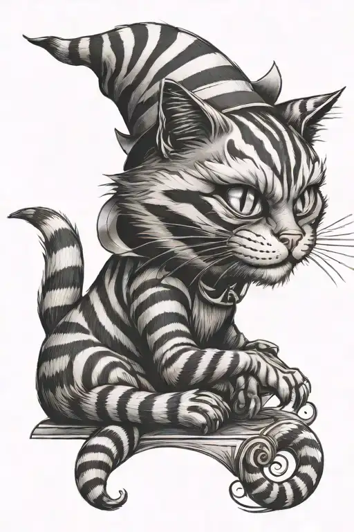 American mc'gees cheshire cat sitting tattoo design idea