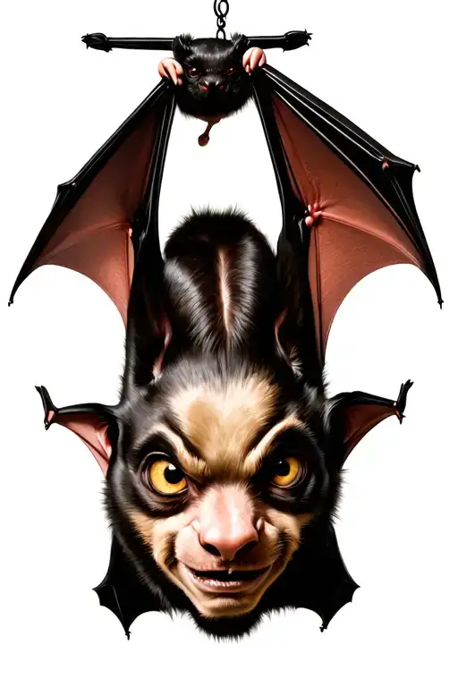 bat hanging upside tattoo design idea