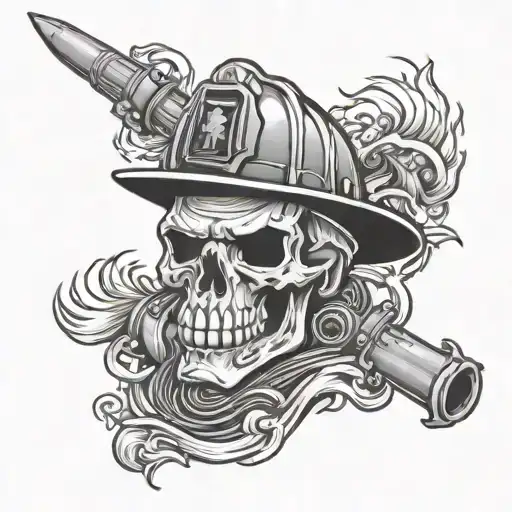 Firefighter skull tattoo design idea