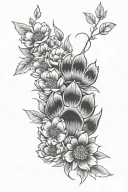 bear paws flowers delicate blackwork tattoo tattoo design idea