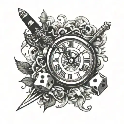 dice sword clock tattoo design tattoo design idea