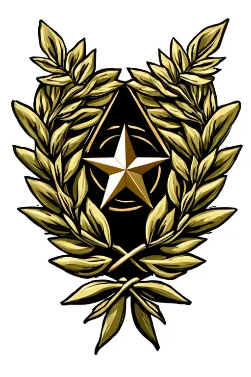 laurel wreath with 5 pointed star in the middle tattoo design idea