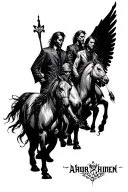 4 horsemen of the apocalypse dressed in suit Back tattoo tattoo design idea
