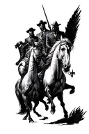 4 horsemen of the apocalypse dressed in suit Back tattoo tattoo design idea