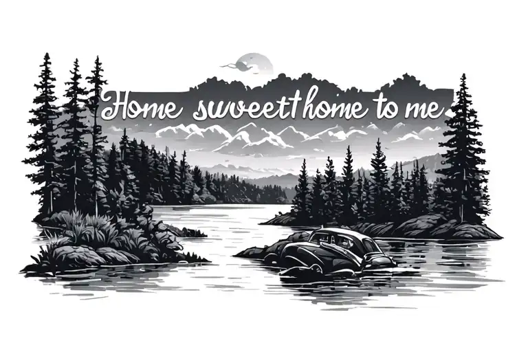 "Home sweet home to me " Tennessee landscape tattoo design idea