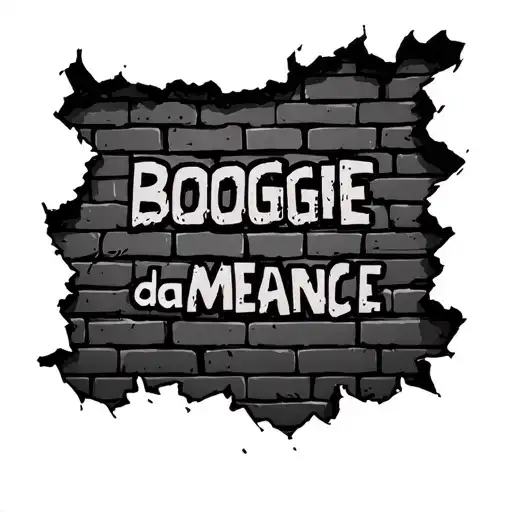 "BOOGIEdaMENACE" brick wall being torn tattoo design idea