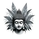 Jungle with Buddha Face tattoo design idea