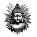 Jungle with Buddha Face tattoo design idea