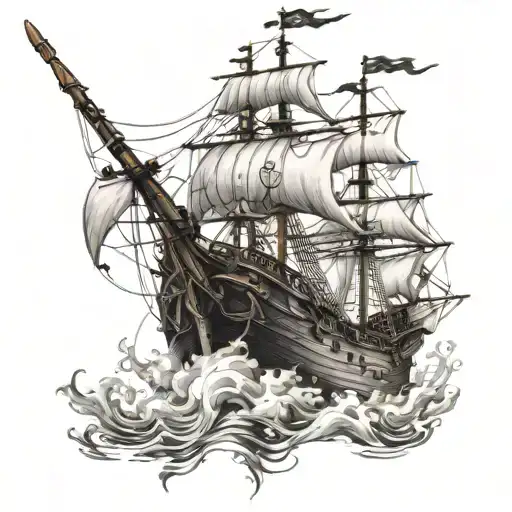 galleon pirate ship tattoo design idea