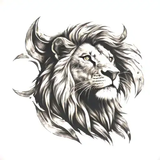Lion king surrounded tattoo design idea