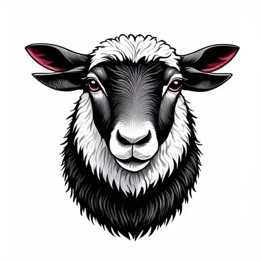 Black Sheep face tattoo design idea