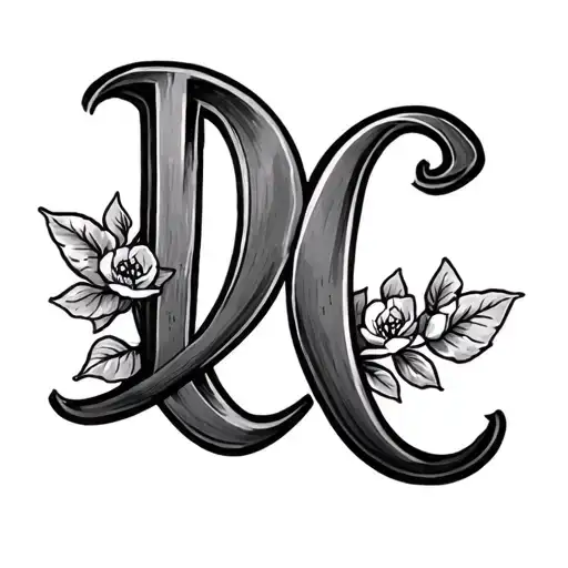 Cursive D C tattoo design idea