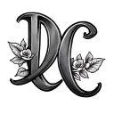 Cursive D C tattoo design idea