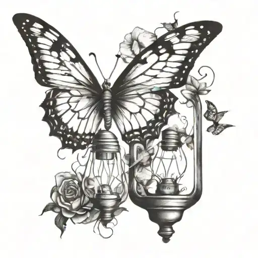 light bulb and butterflies surrounding tattoo design idea