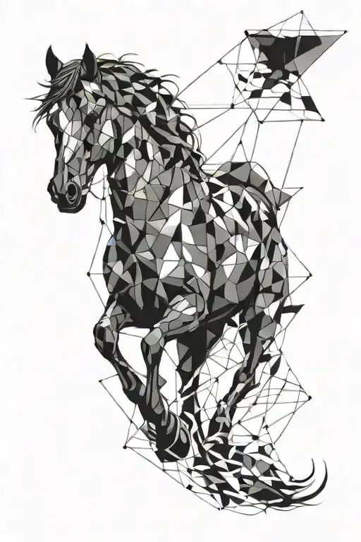 black horse strong mindset fly away tattoo design idea