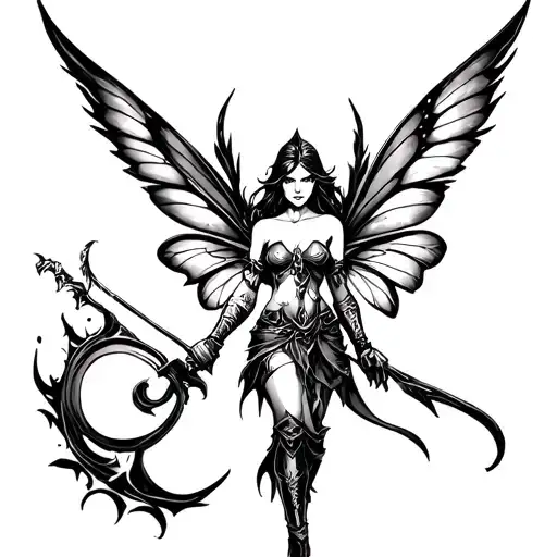 Warrior Fairy tattoo design idea