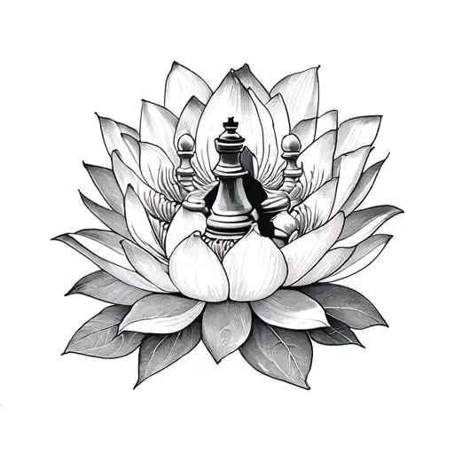 mac miller playing chess on lotus flower tattoo design idea