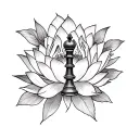 mac miller playing chess on lotus flower tattoo design idea