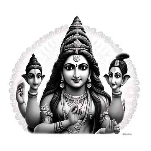 lord shiv with devi parvati and lord ganesh tattoo design idea