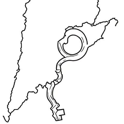 Palestine key in map outline intertwined tattoo design idea