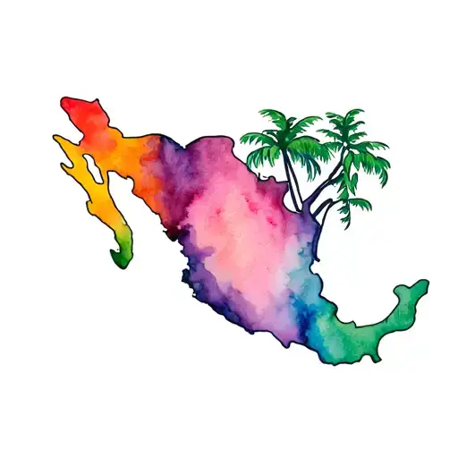 Mexico jungle forest with trees tattoo design idea