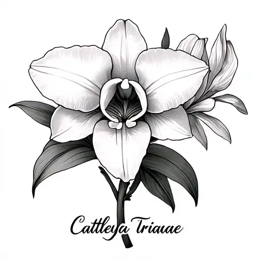 Cattleya trianae in a bouquet and name cattleya flower wrap tattoo design idea