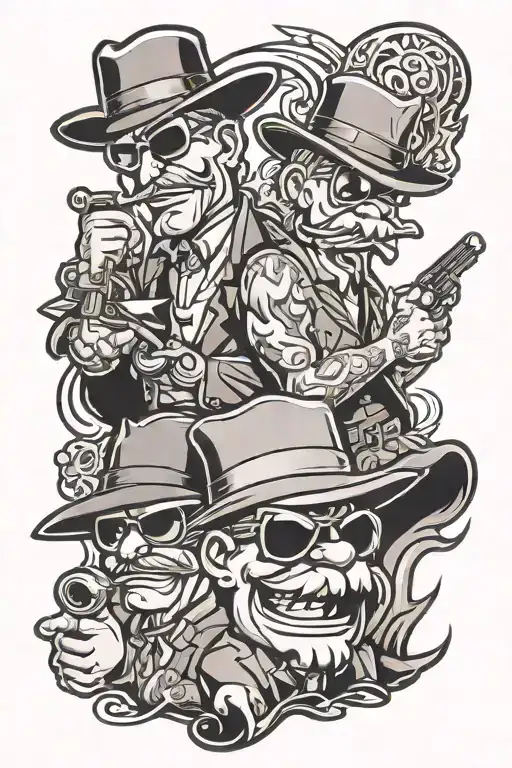 gangster cartoon characters tattoo design idea