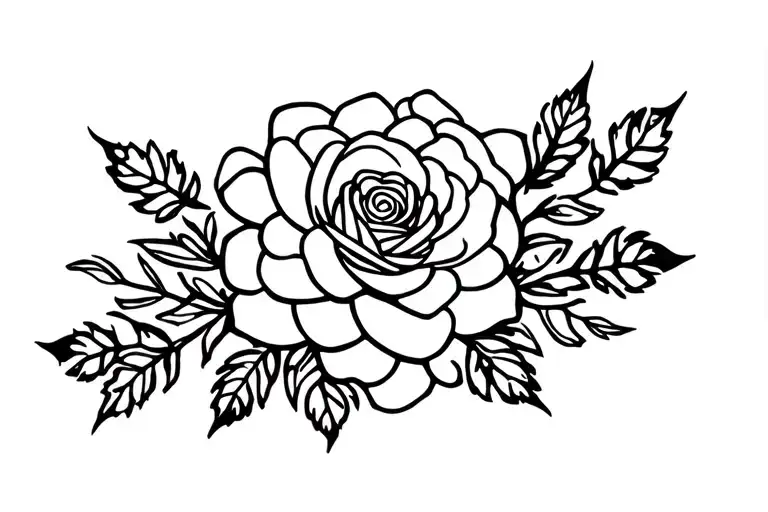 honey suckle, roses, oak leaves, mandala tattoo design idea