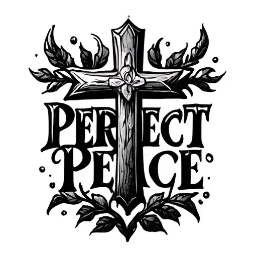 "PERFECT PEACE" cross tattoo tattoo design idea