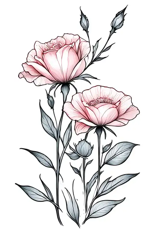 rose, gladiolus and poppy flowers tattoo design idea
