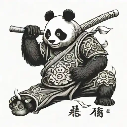 panda samurai tattoo design idea