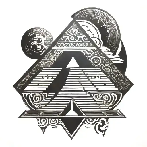 mayan tample dark side of the moon tattoo design idea