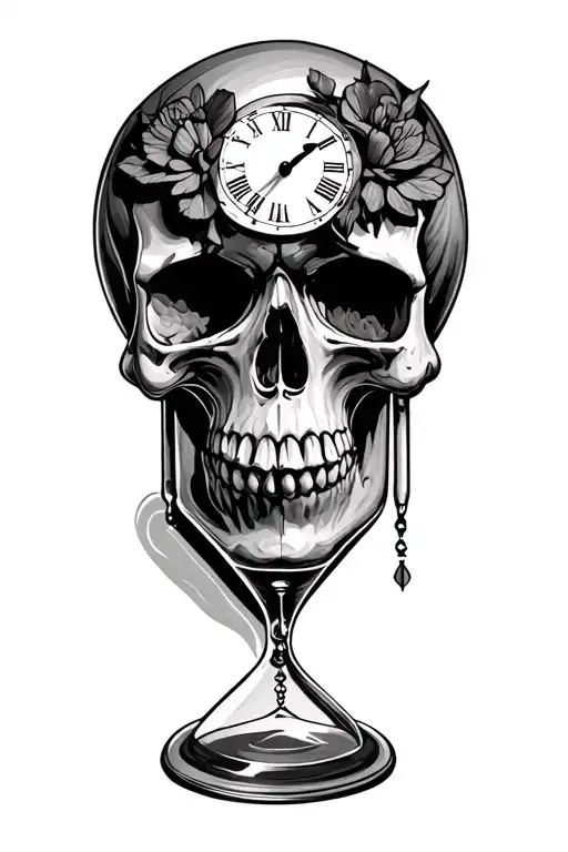 Skull Dark with hour glass tattoo design idea