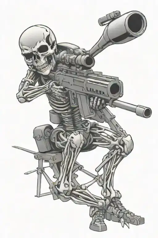 skeleton sniper tattoo design idea