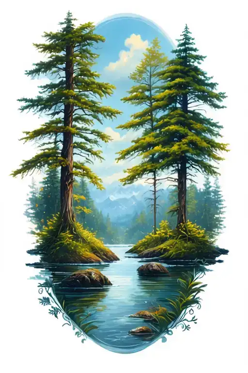 nature scene tattoo design idea