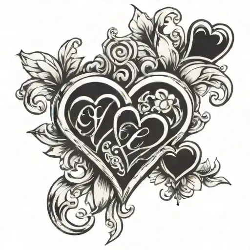 three hearts letters jze tattoo design idea