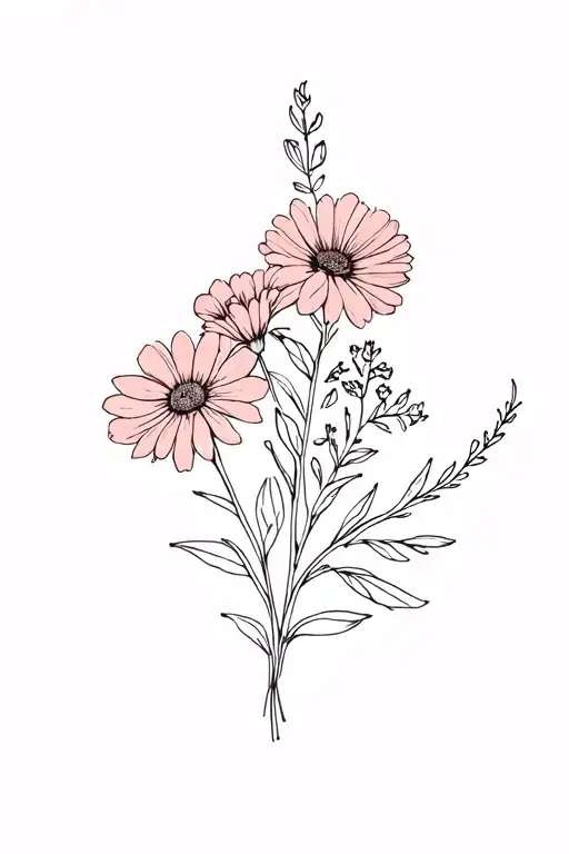 december, january, june, february, august, november birth flowers bouquets tattoo design idea