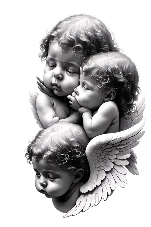 3 baby angels hear see speak tattoo design idea