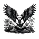 life, nature, man stading sideways but looking forwards tattoo design idea