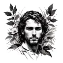 life, nature, man stading sideways but looking forwards tattoo design idea