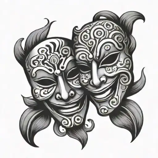 Happy Sad Mask tattoo design idea