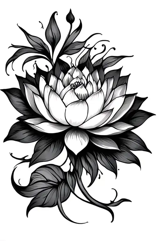 aum and lotus flower tattoo design idea