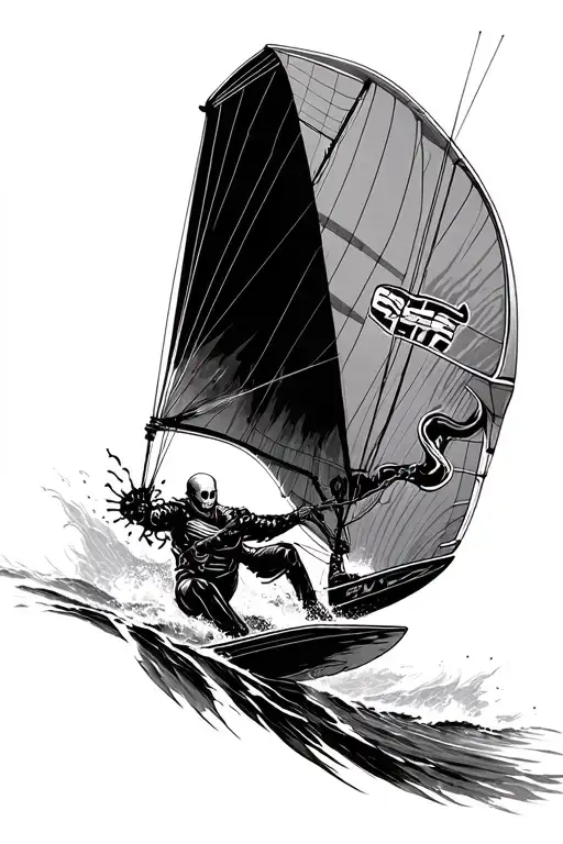 kitesurfer ghost rider tattoo design idea